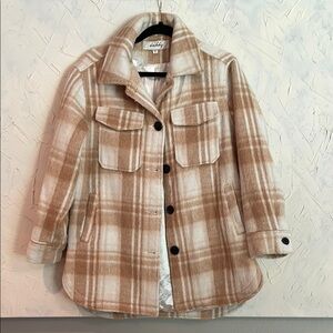 Sebby Tan and White Utility Jacket Relaxed Fit